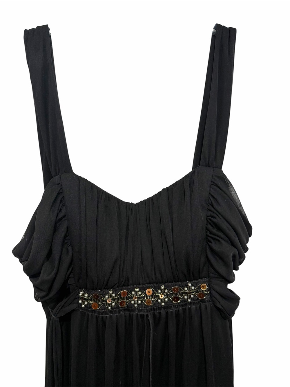 connected apparel Black Beaded Empire-Waist Maxi Dress with Wide Straps - Picture 4 of 5